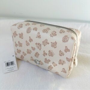 Coach NWT Floral Print Essential Cosmetic Makeup Pouch Bag, color Chalk Multi